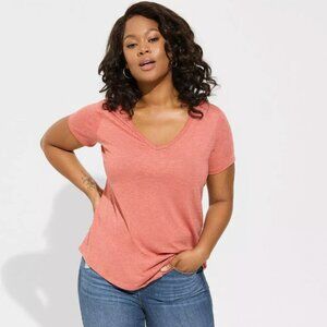 Torrid Girlfriend Signature Jersey V-Neck Tee Bossa Nova 3X NWT